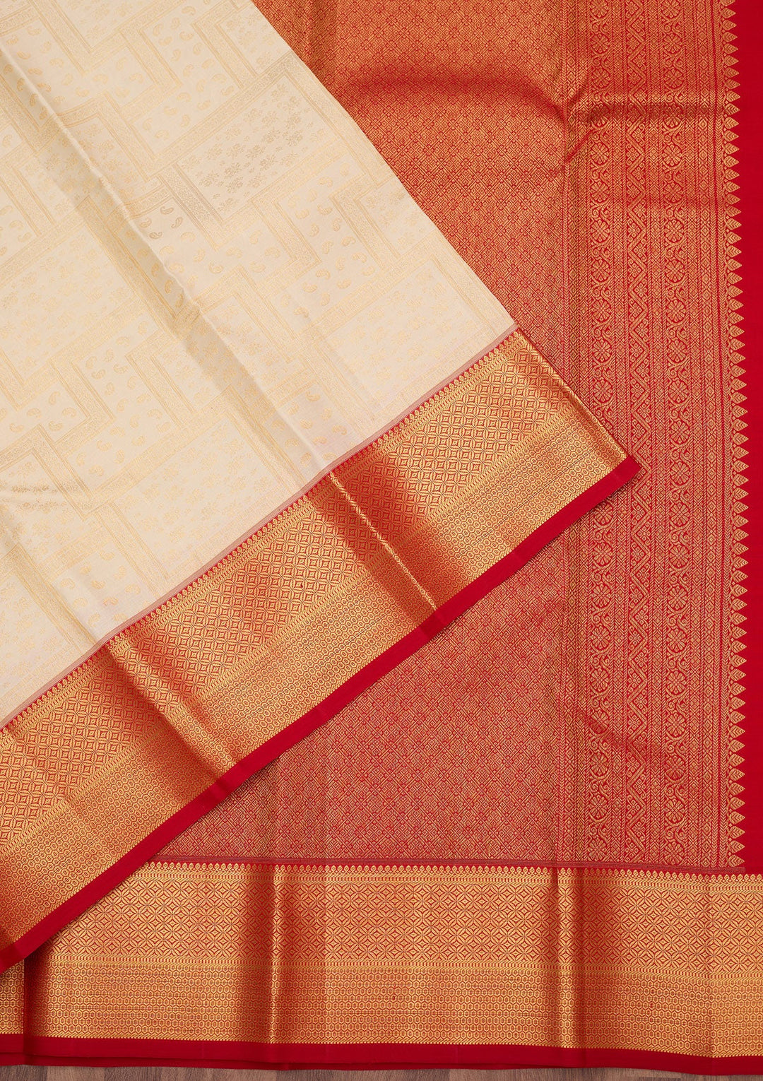 Off White Zariwork (Gold) Pure Silk Silk_Saree