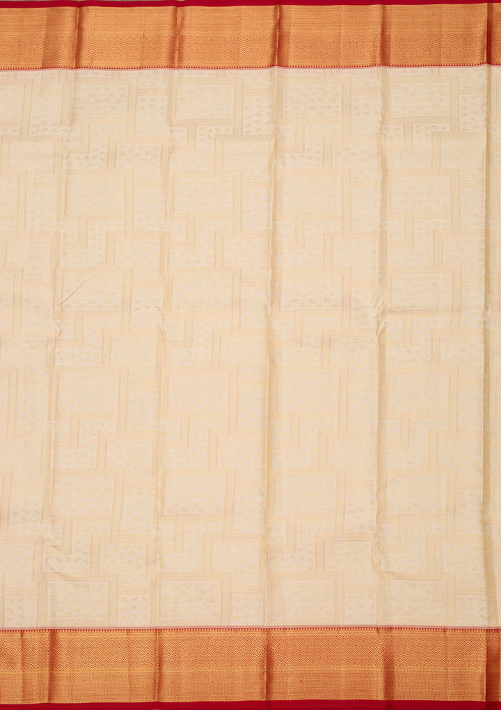 Off White Zariwork (Gold) Pure Silk Silk_Saree