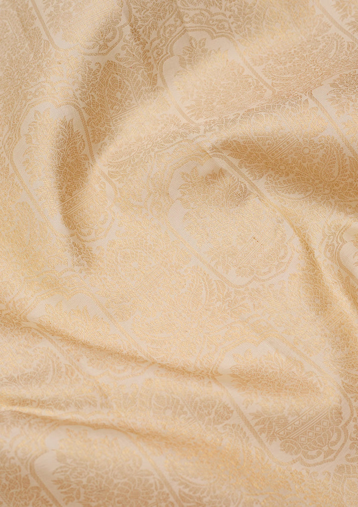 Off White Zariwork (Gold) Pure Silk Silk_Saree