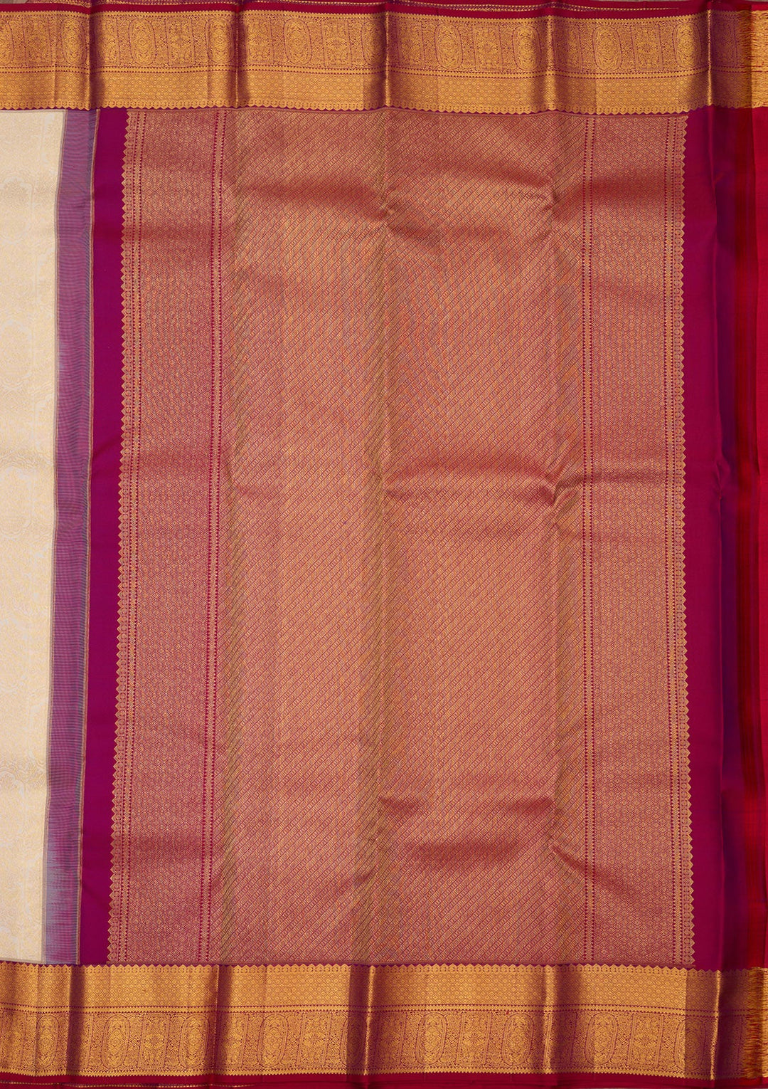Off White Zariwork (Gold) Pure Silk Silk_Saree