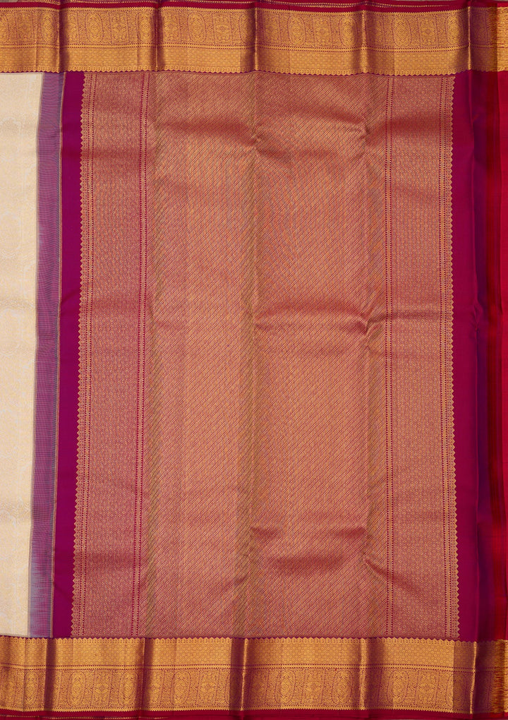 Off White Zariwork (Gold) Pure Silk Silk_Saree