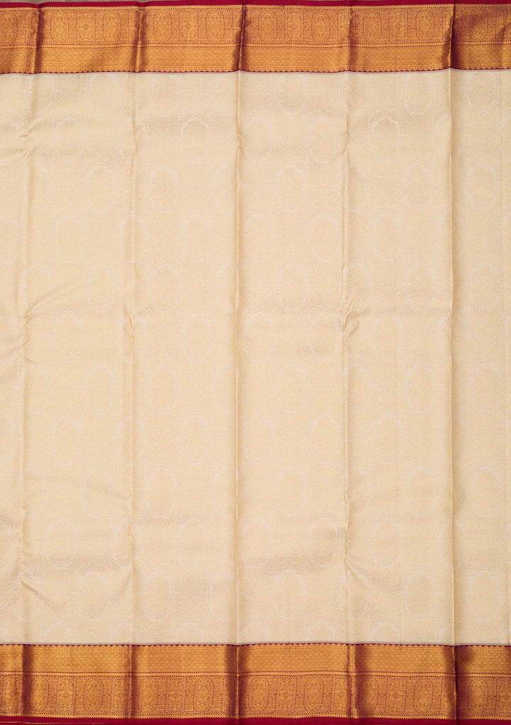 Off White Zariwork (Gold) Pure Silk Silk_Saree