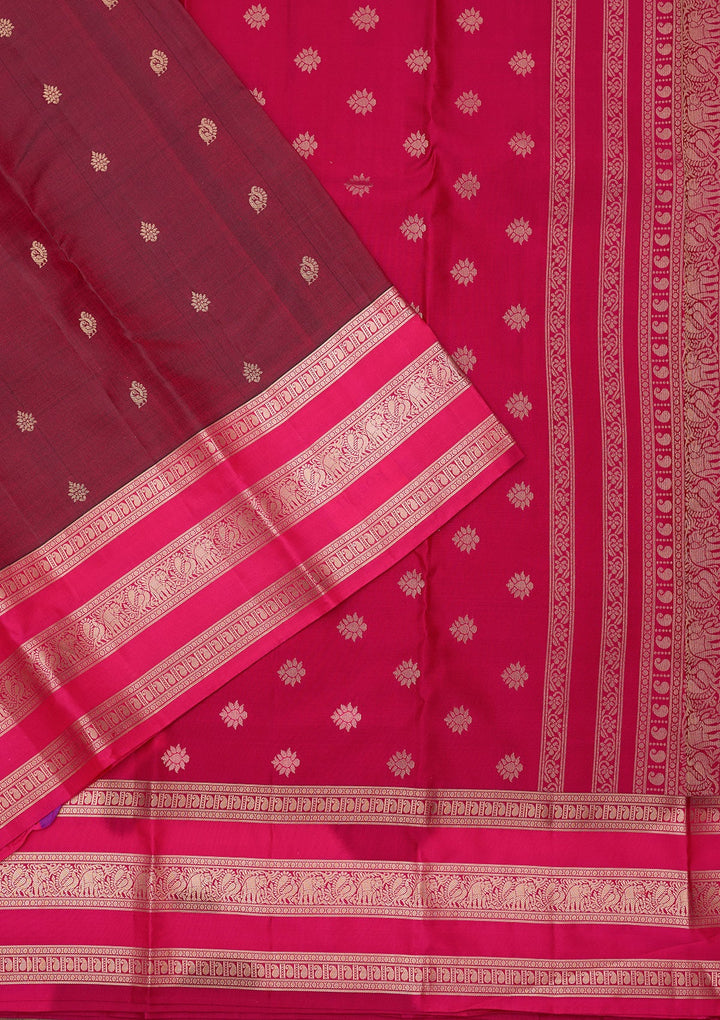 Brown Zariwork (Gold) Pure Silk Silk_Saree