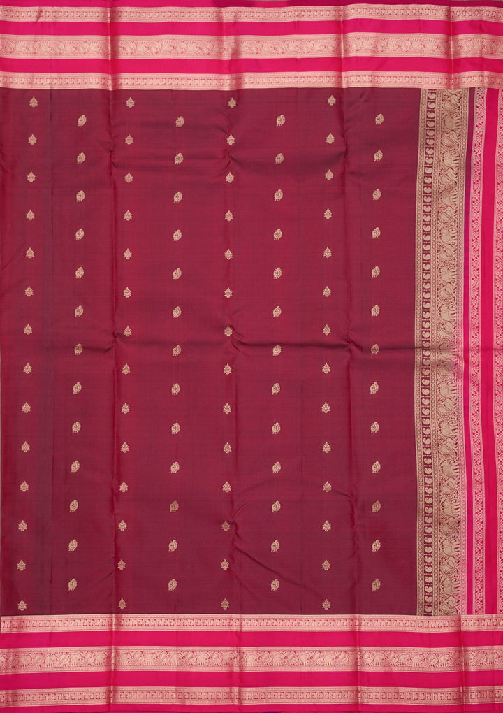 Brown Zariwork (Gold) Pure Silk Silk_Saree