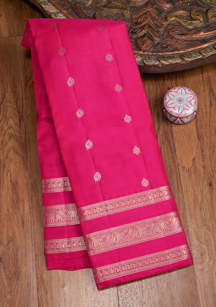 Magenta Pink Zariwork (Gold) Pure Silk Silk_Saree
