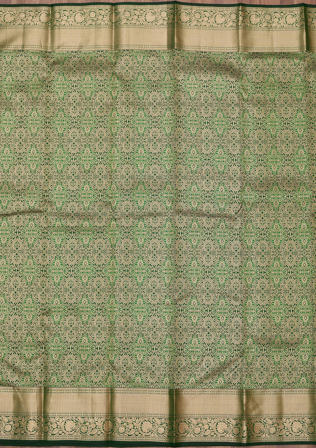 Bottle Green Zariwork (Silver) Pure Silk Silk_Saree