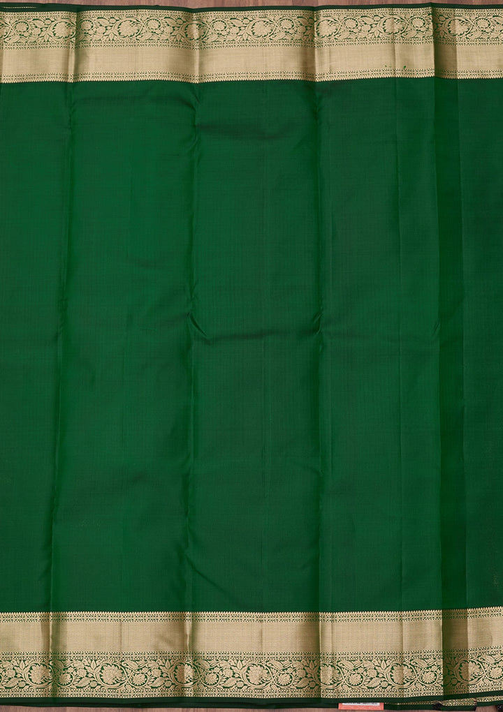 Bottle Green Zariwork (Silver) Pure Silk Silk_Saree