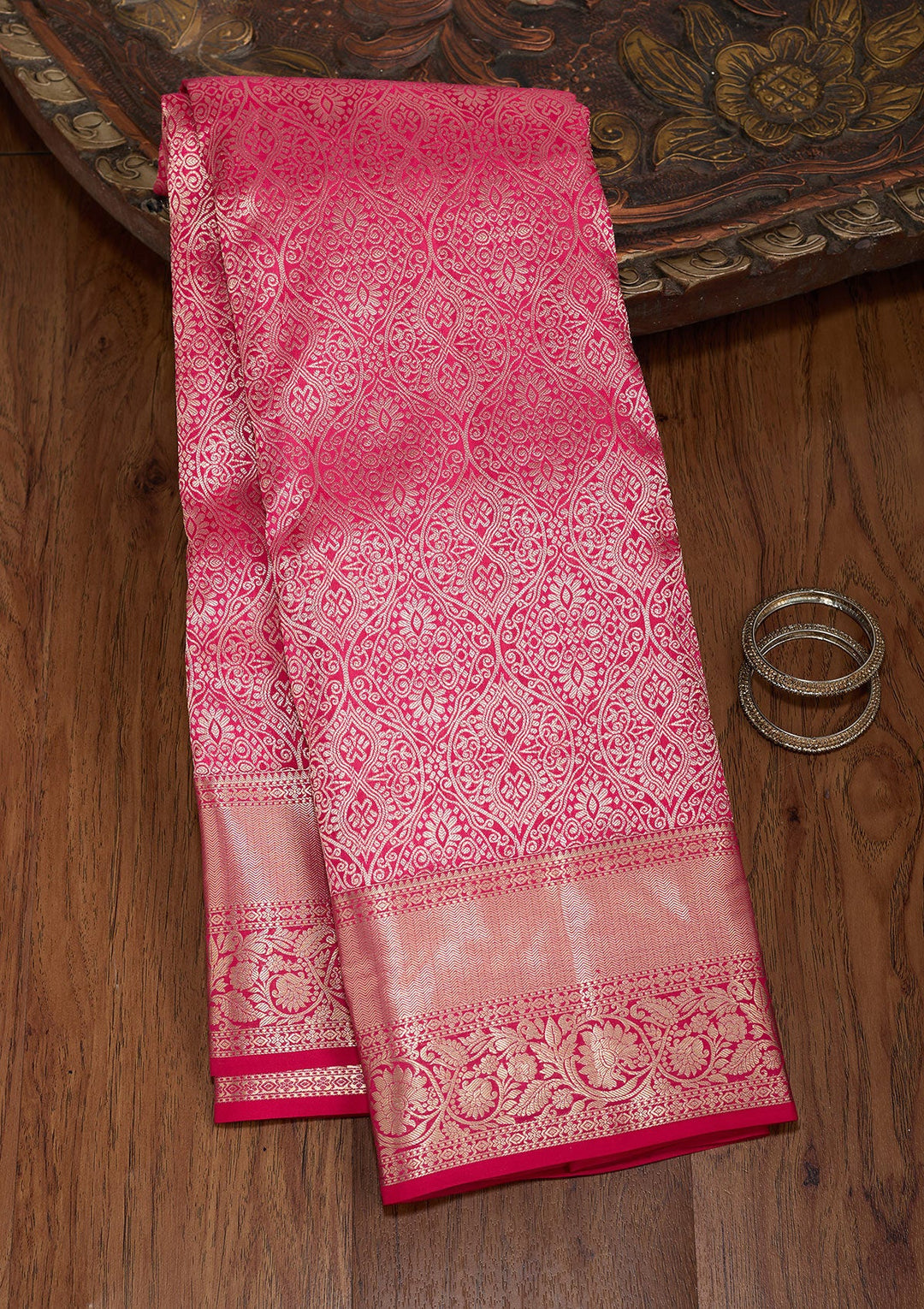 Rani Pink Zariwork (Silver) Pure Silk Silk_Saree