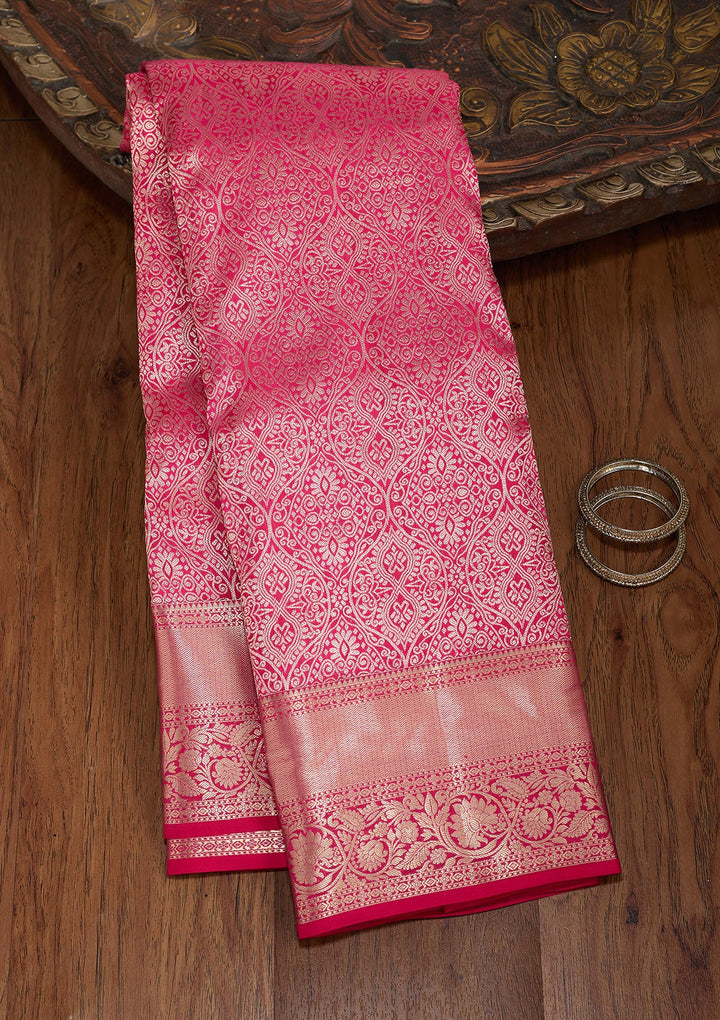 Rani Pink Zariwork (Silver) Pure Silk Silk_Saree