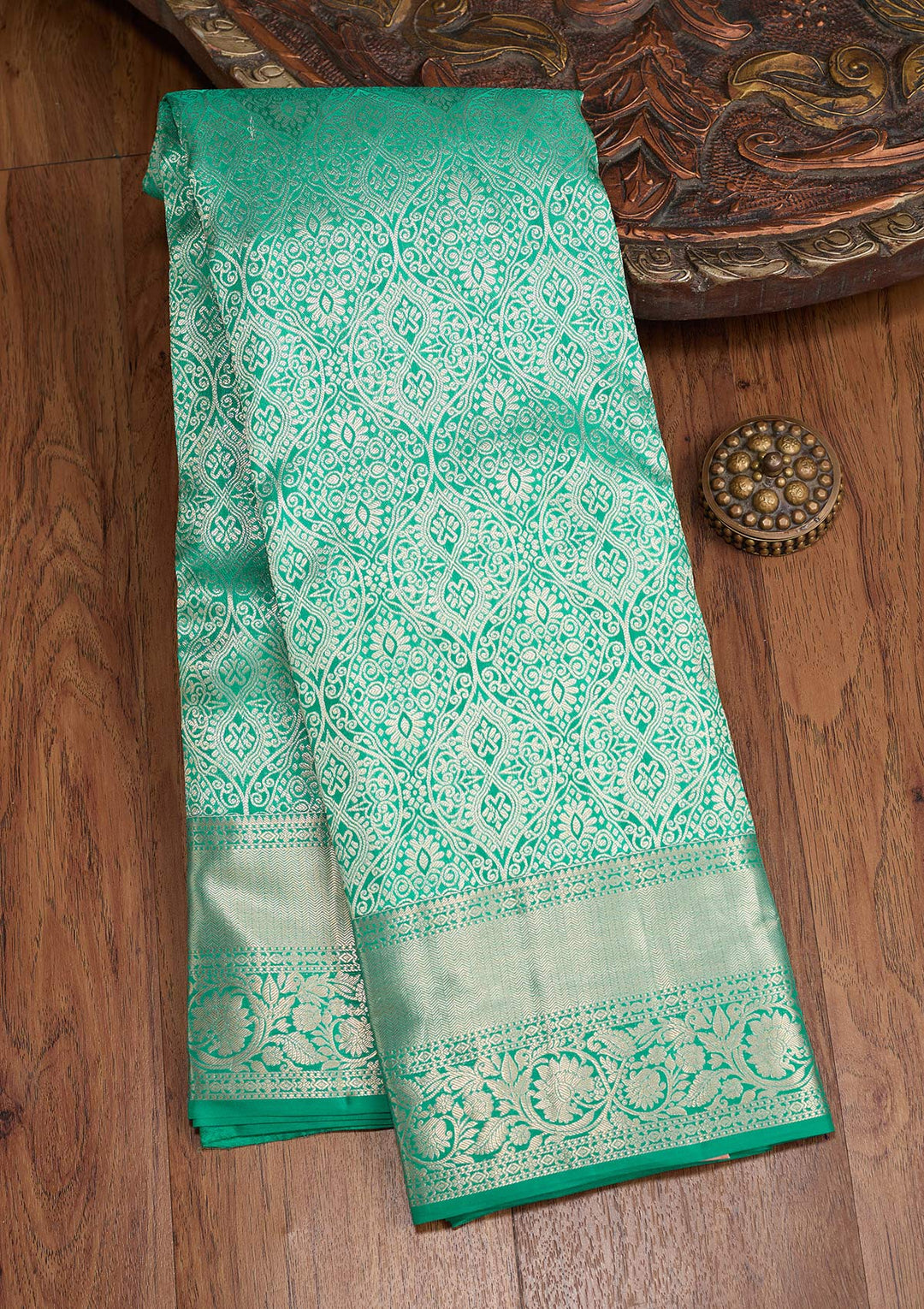 Sea Green Zariwork (Silver) Pure Silk Silk_Saree