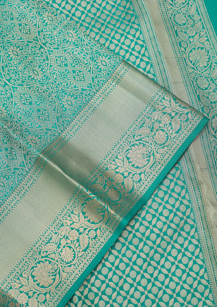 Sea Green Zariwork (Silver) Pure Silk Silk_Saree