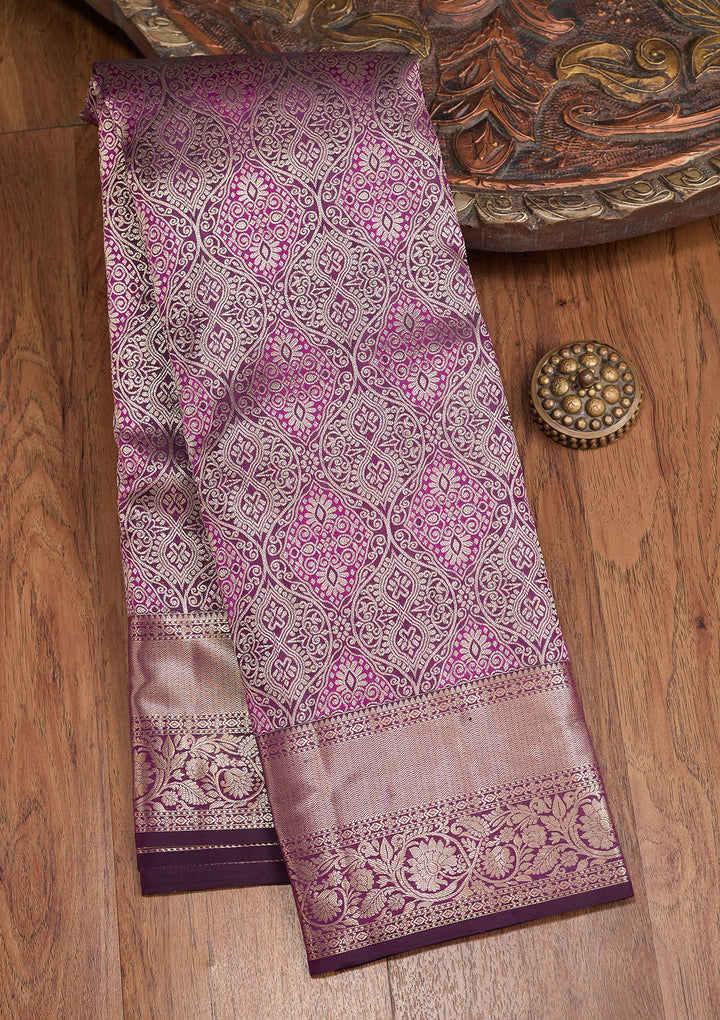 Violet Zariwork (Silver) Pure Silk Saree