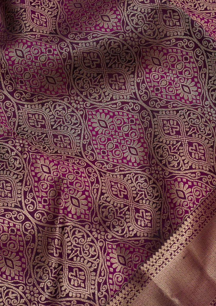 Violet Zariwork (Silver) Pure Silk Saree