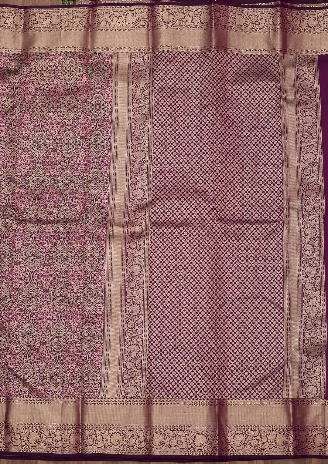Violet Zariwork (Silver) Pure Silk Saree