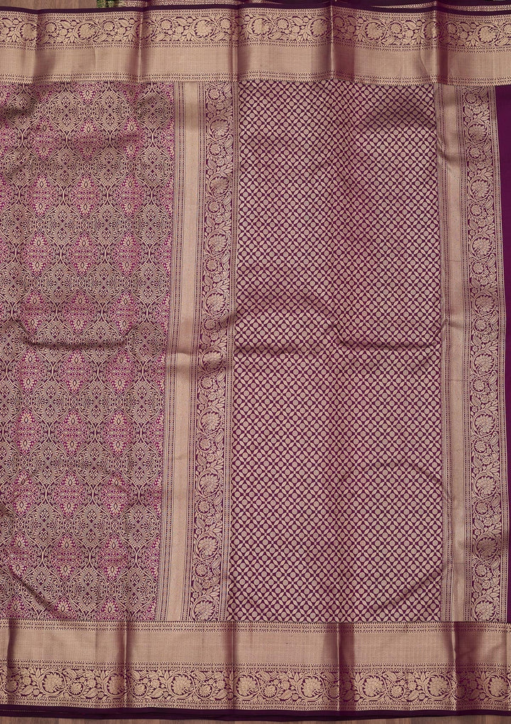 Violet Zariwork (Silver) Pure Silk Saree