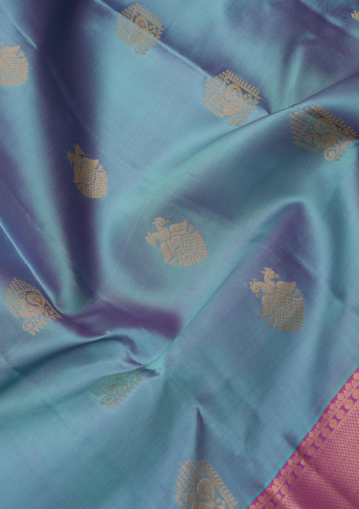 Sky Blue Zariwork (Gold) Silk Saree
