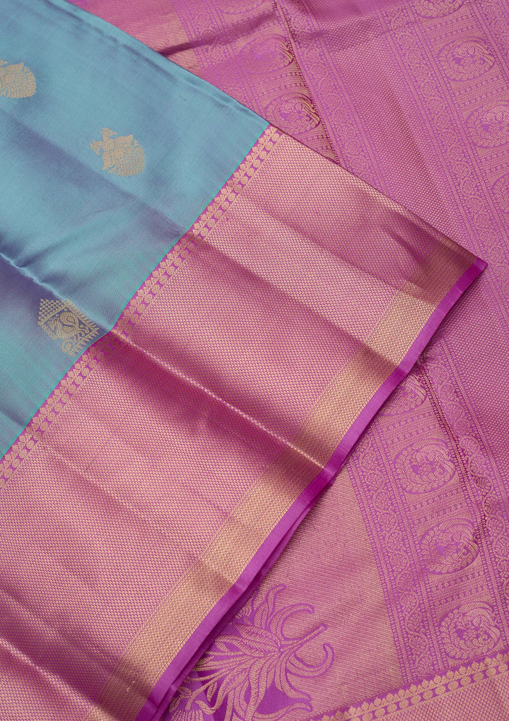 Sky Blue Zariwork (Gold) Silk Saree