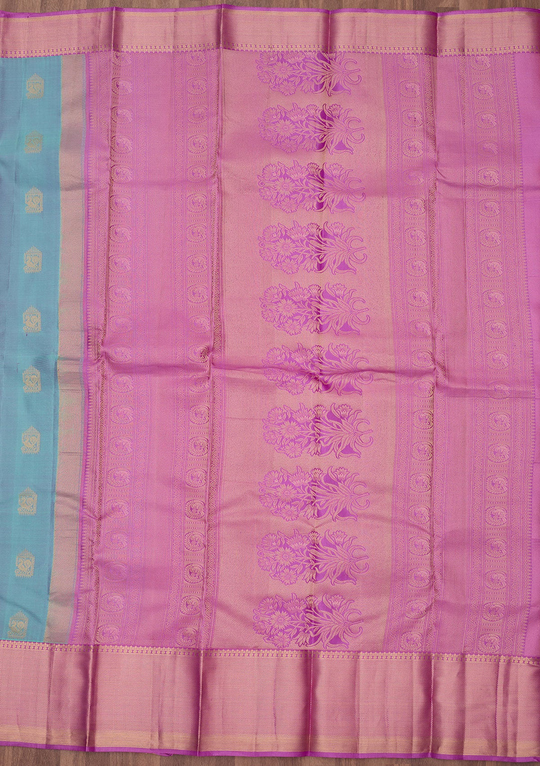 Sky Blue Zariwork (Gold) Silk Saree