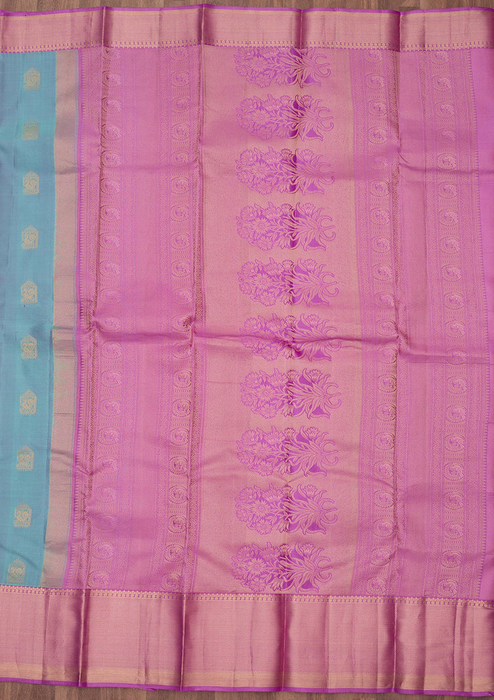 Sky Blue Zariwork (Gold) Silk Saree