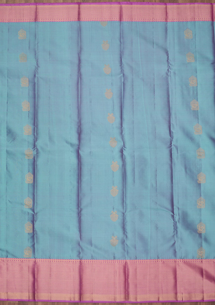 Sky Blue Zariwork (Gold) Silk Saree