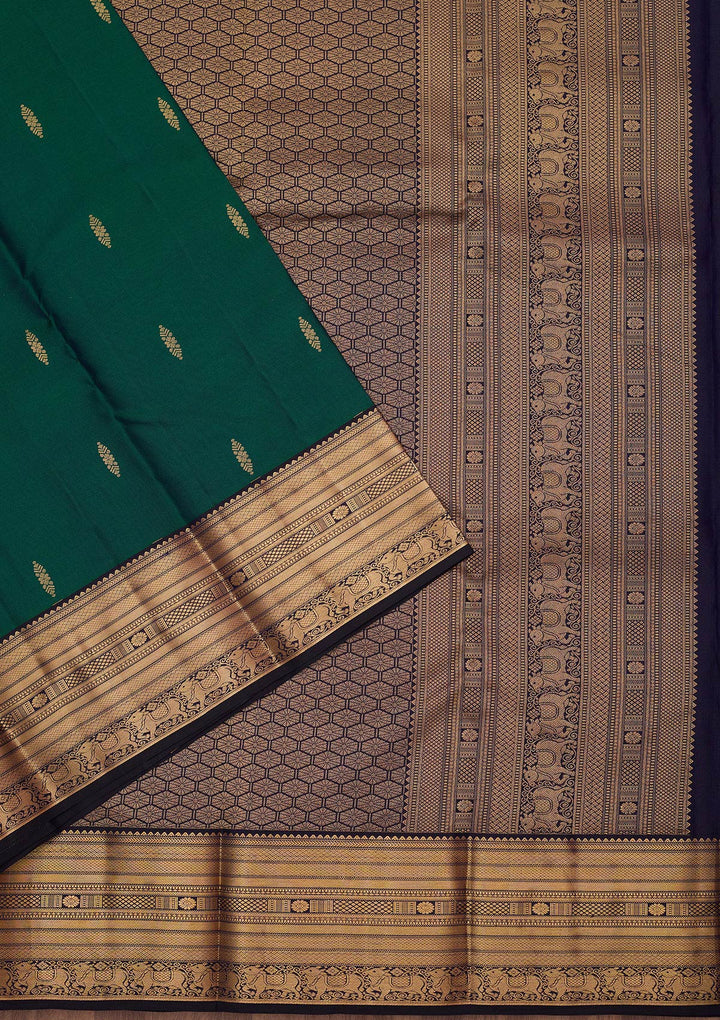 Peacock Green Zariwork (Gold) Silk Silk_Saree