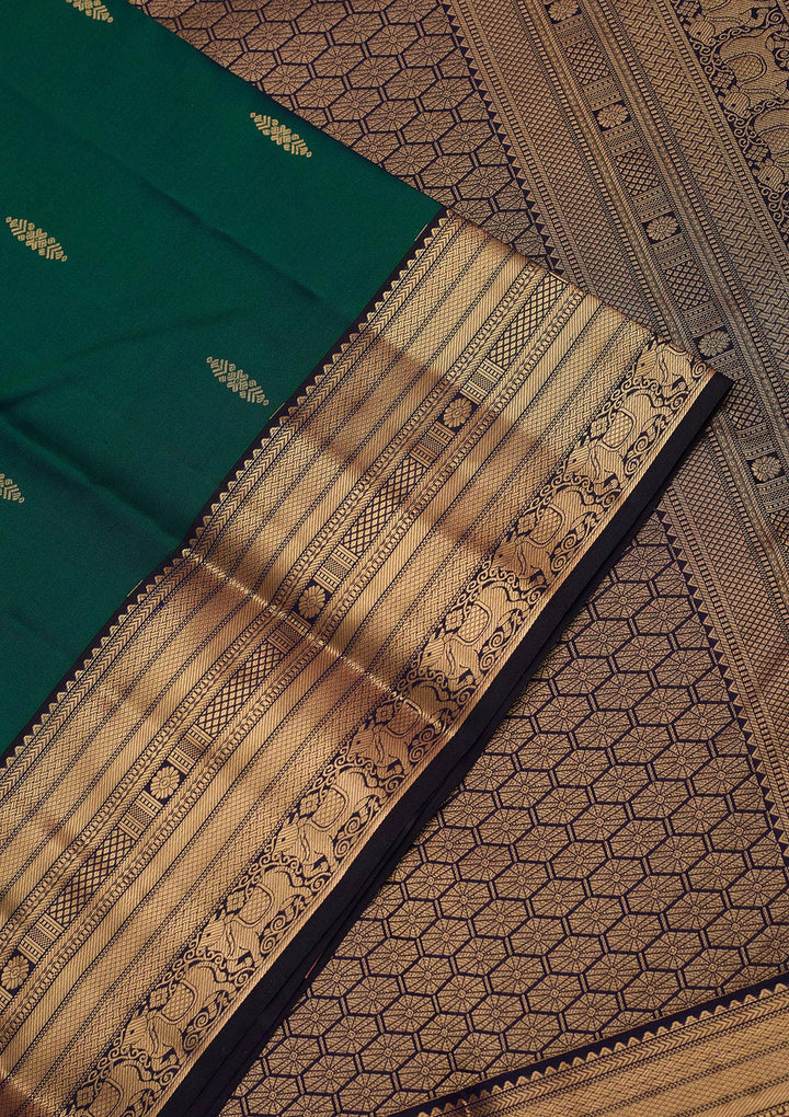 Peacock Green Zariwork (Gold) Silk Silk_Saree