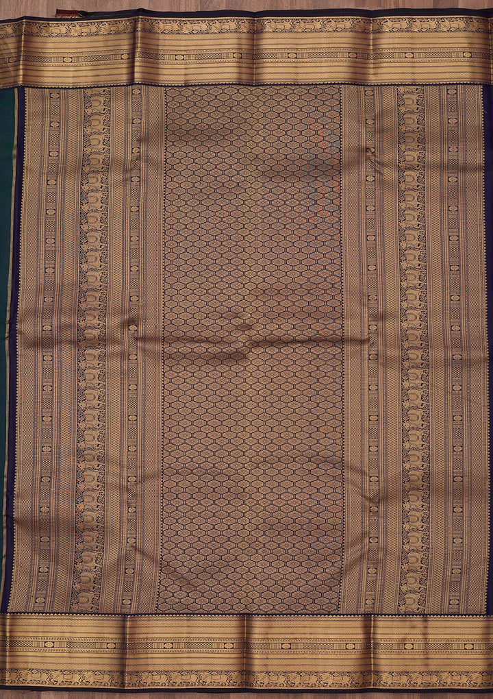 Peacock Green Zariwork (Gold) Silk Silk_Saree