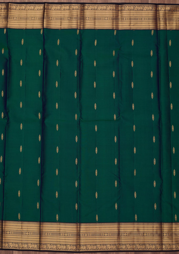 Peacock Green Zariwork (Gold) Silk Silk_Saree