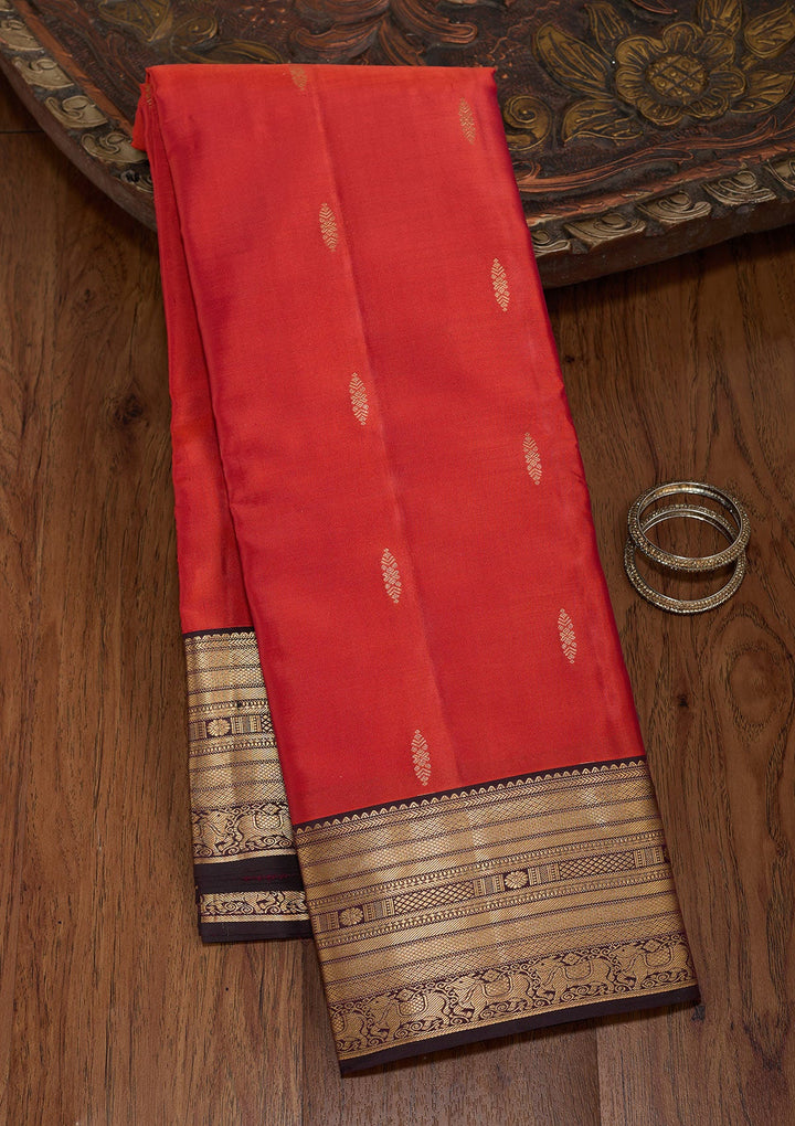 Rust Zariwork (Gold) Silk Silk_Saree