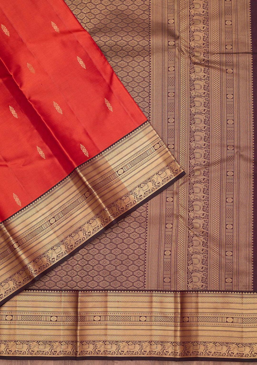 Rust Zariwork (Gold) Silk Silk_Saree