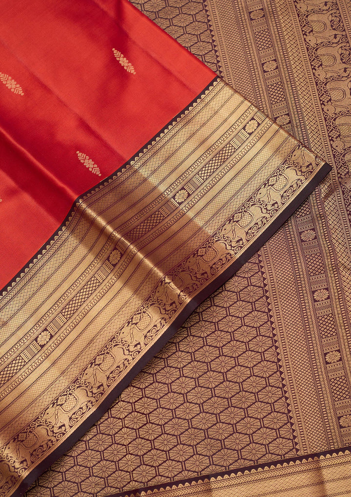 Rust Zariwork (Gold) Silk Silk_Saree