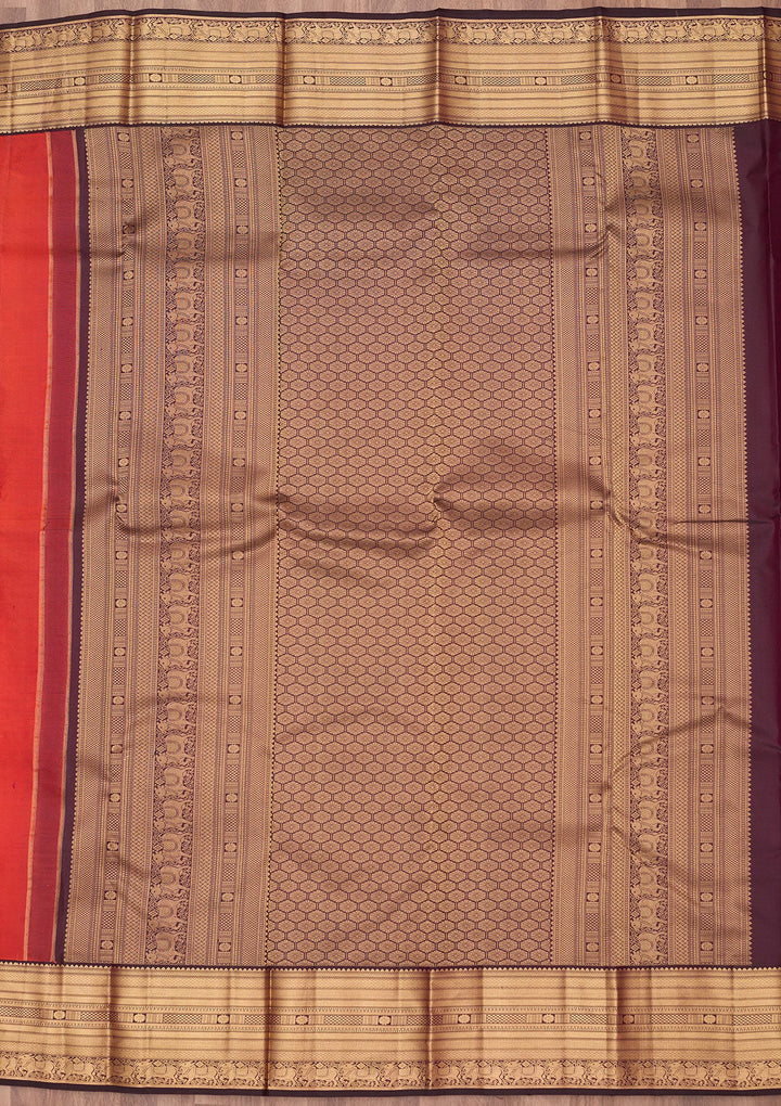 Rust Zariwork (Gold) Silk Silk_Saree