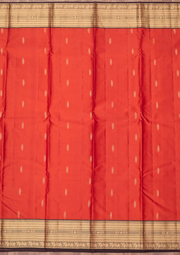 Rust Zariwork (Gold) Silk Silk_Saree