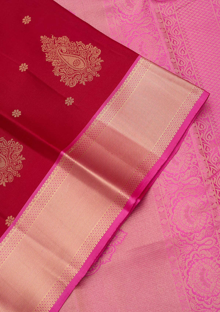 Rust Zariwork (Gold) Pure Silk Silk_Saree