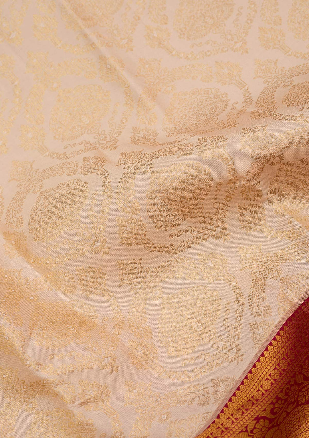 Cream Zariwork (Gold) Pure Silk Silk_Saree