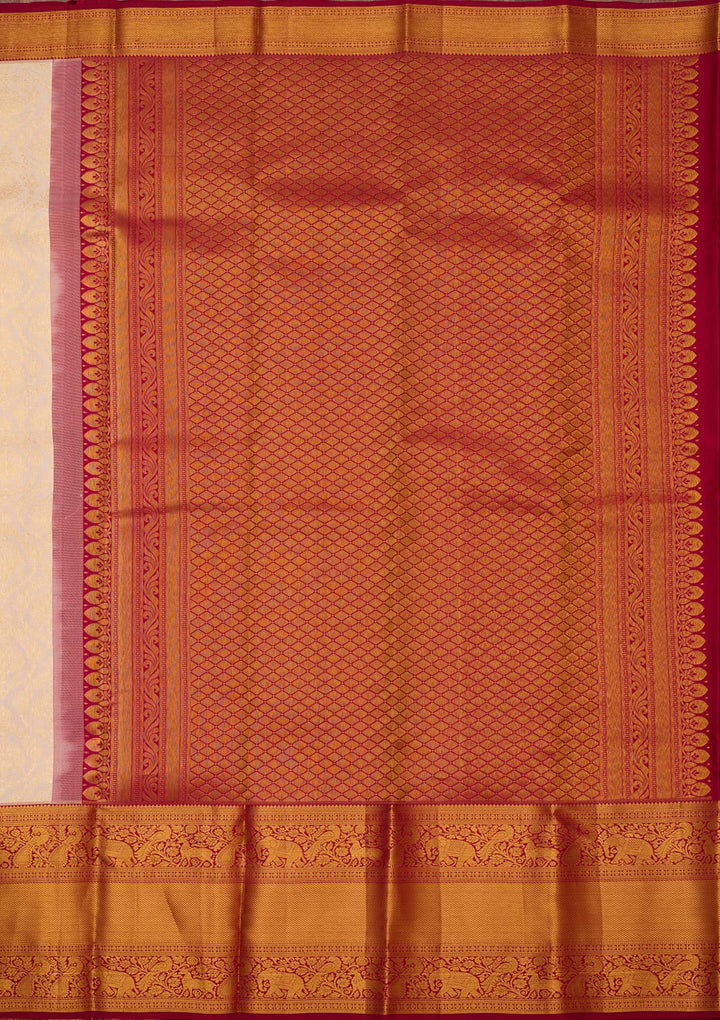 Cream Zariwork (Gold) Pure Silk Silk_Saree