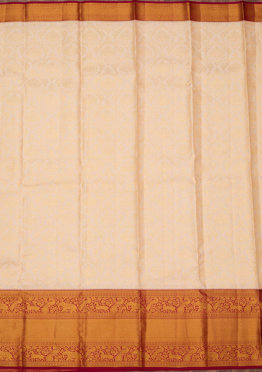 Cream Zariwork (Gold) Pure Silk Silk_Saree