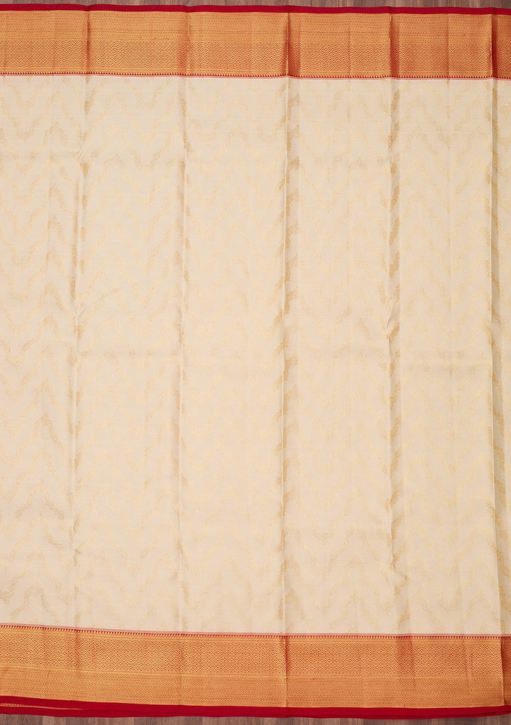 Cream Zariwork (Gold) Pure Silk Silk_Saree