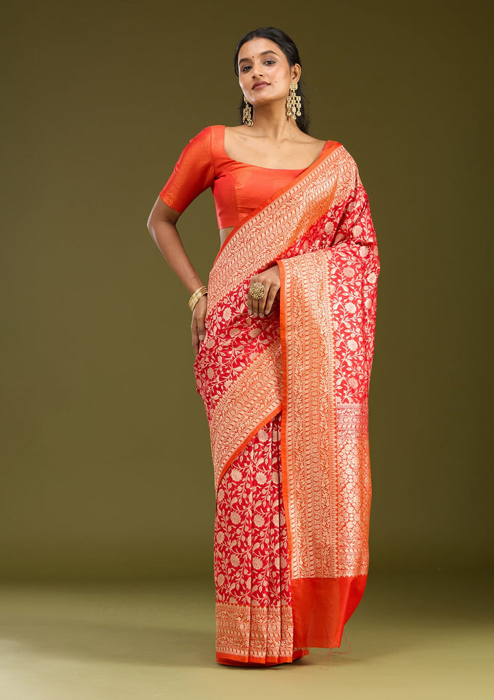 Red Zariwork (Gold) Art Silk Saree