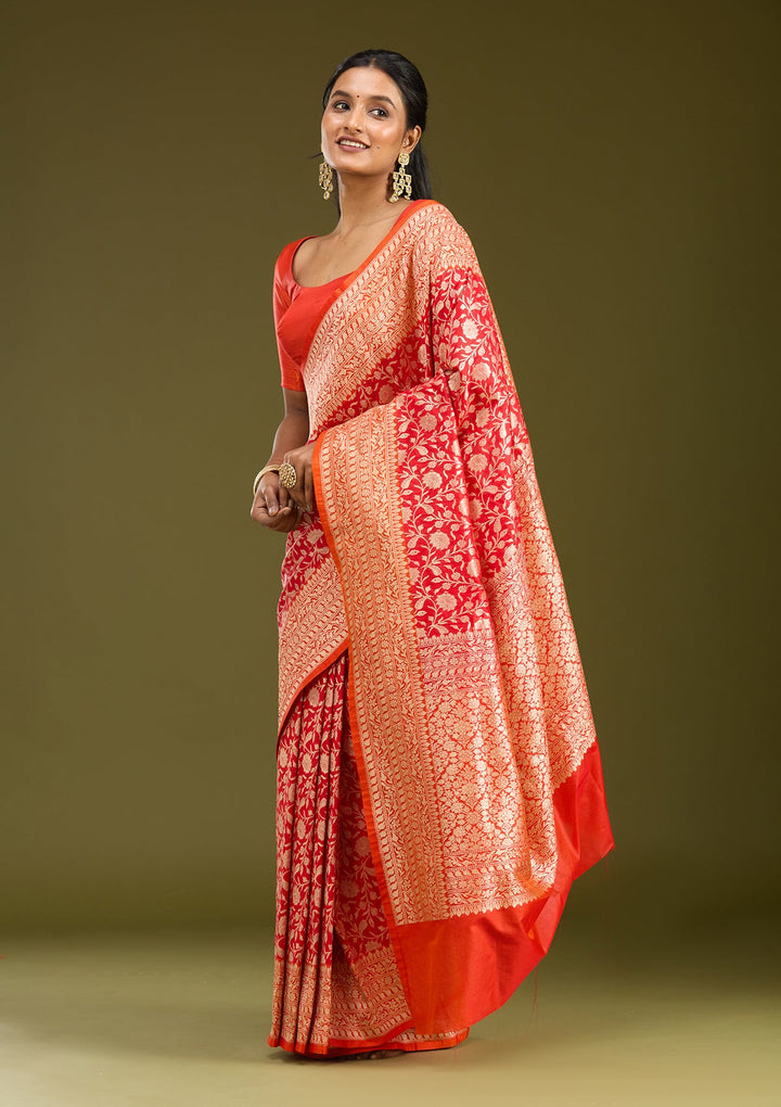 Red Zariwork (Gold) Art Silk Saree