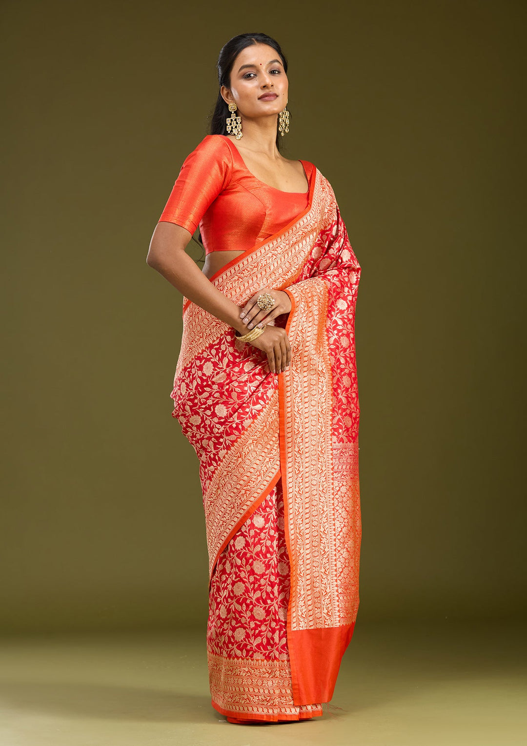 Red Zariwork (Gold) Art Silk Saree