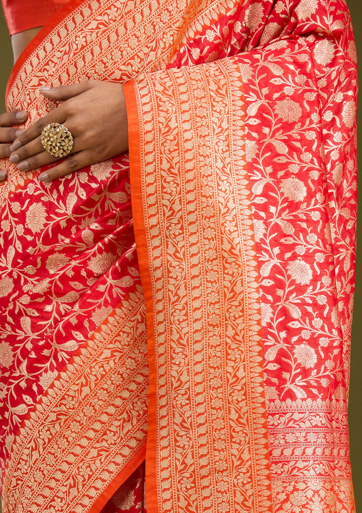 Red Zariwork (Gold) Art Silk Saree