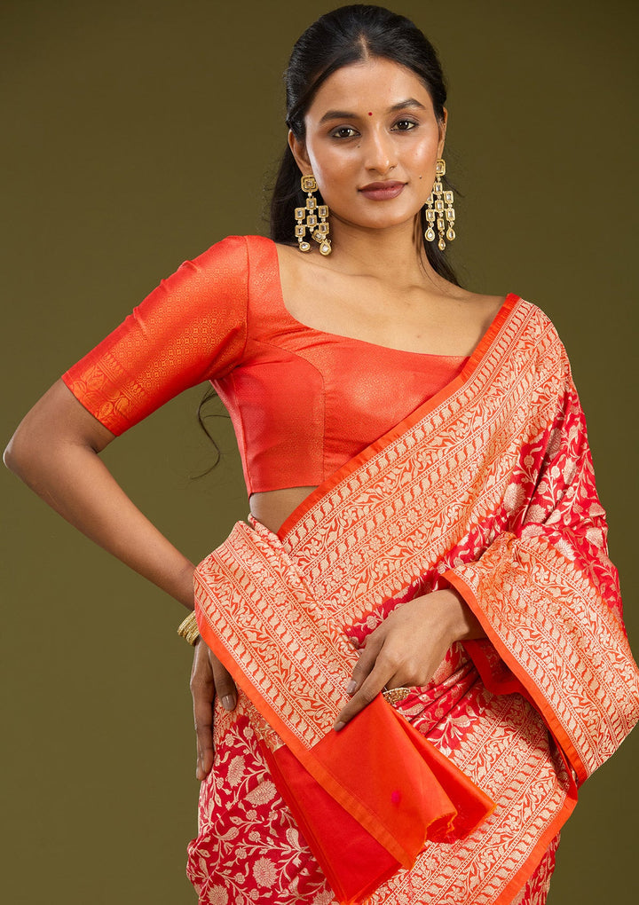 Red Zariwork (Gold) Art Silk Saree