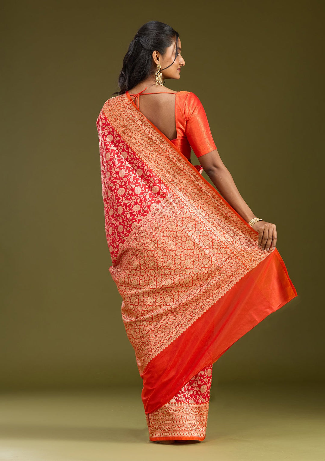 Red Zariwork (Gold) Art Silk Saree