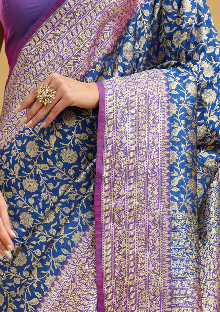 Royal Blue Zariwork (Gold) Art Silk Silk Saree