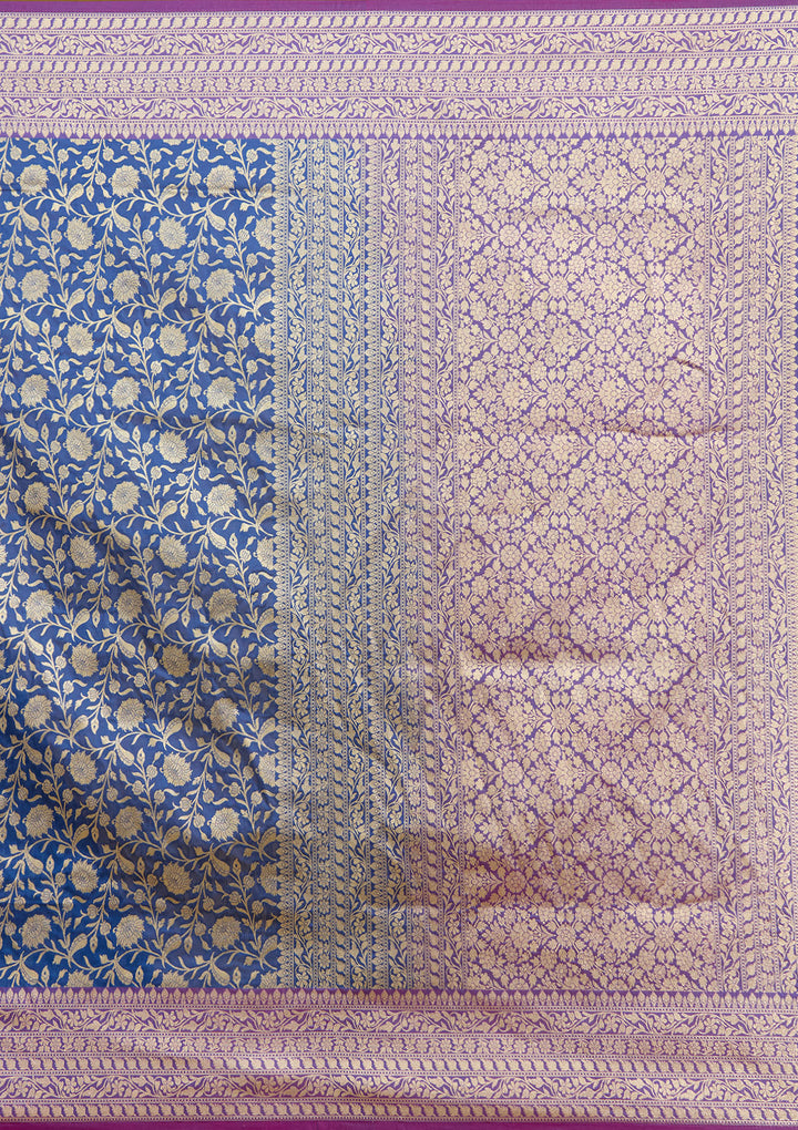 Royal Blue Zariwork (Gold) Art Silk Silk Saree