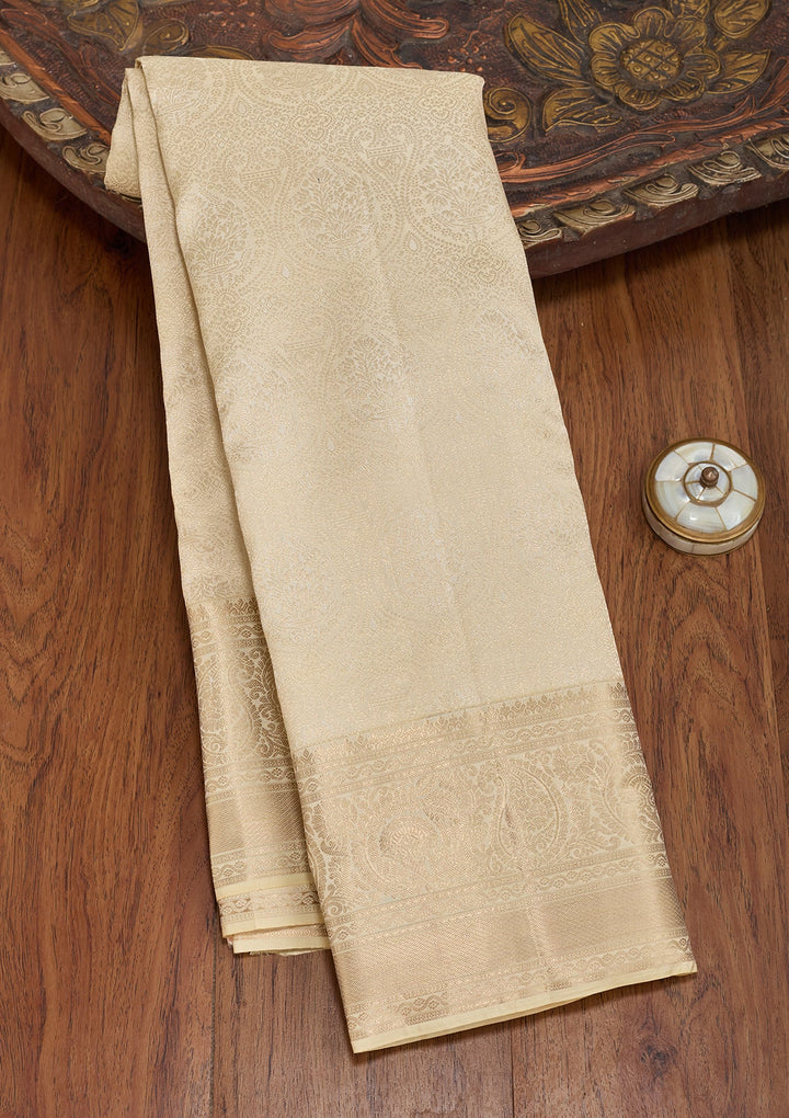 Cream Kanjivaram Pure Silk Saree