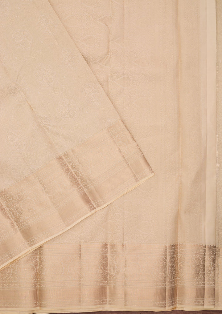Cream Kanjivaram Pure Silk Saree