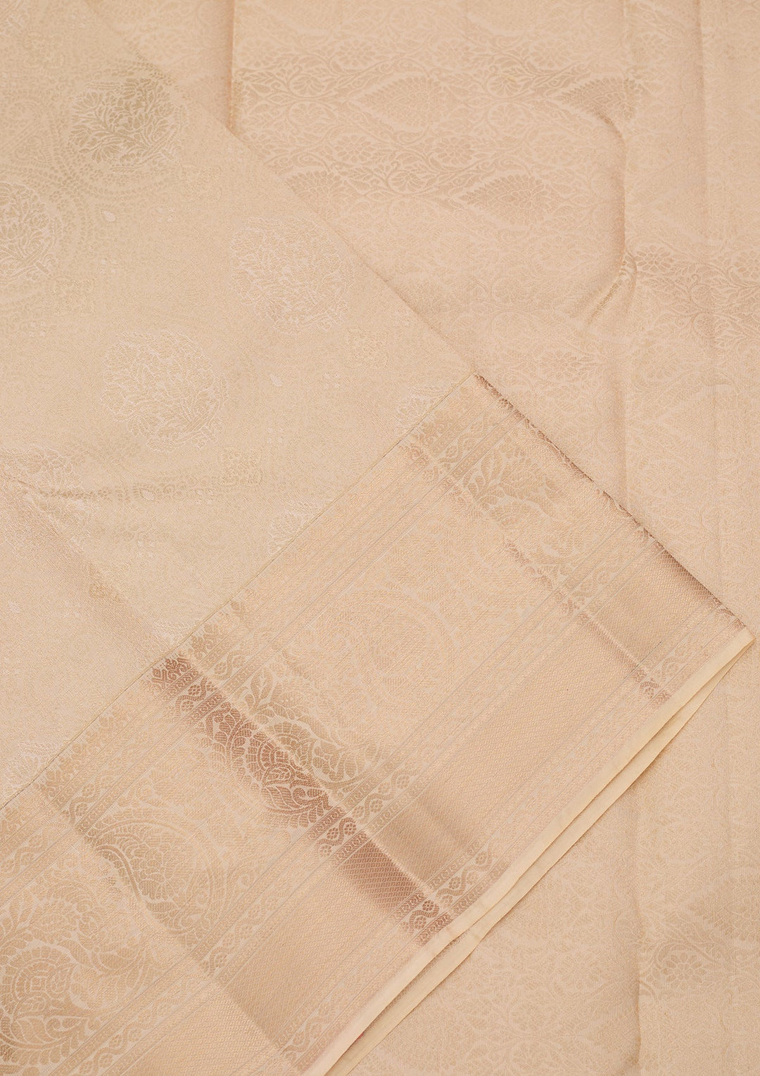 Cream Kanjivaram Pure Silk Saree