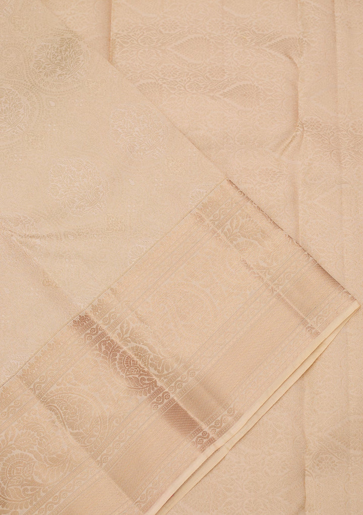 Cream Kanjivaram Pure Silk Saree
